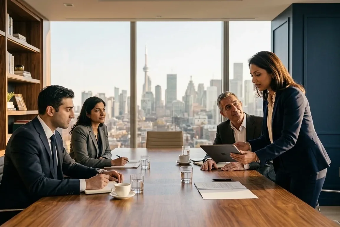 Professionals in a working session in a Toronto office